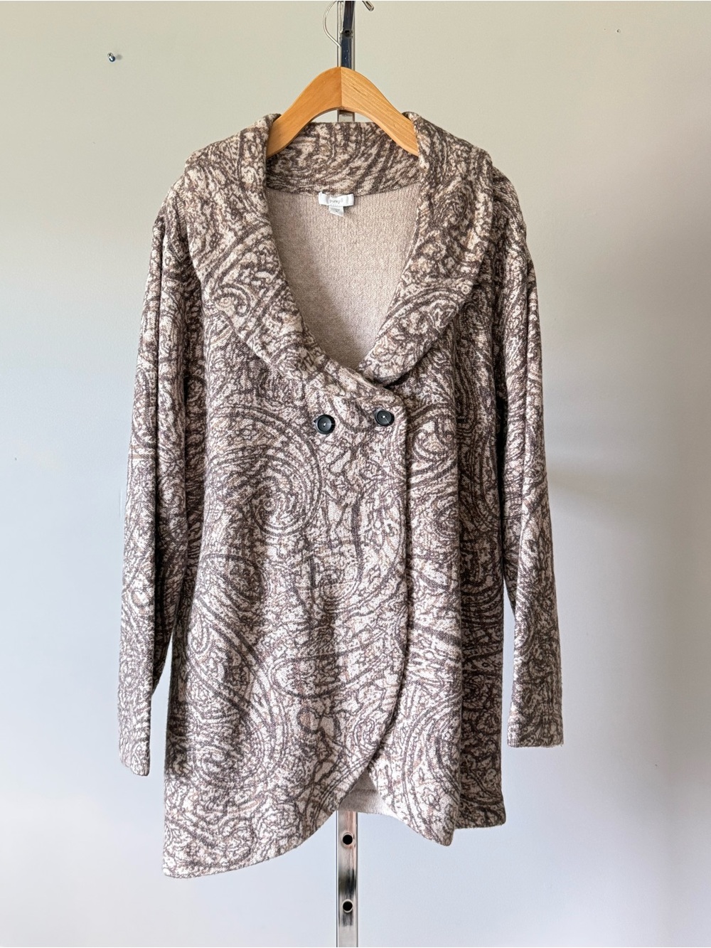 Pure Jill J. Jill Paisley Shawl Collar Button Knit Cardigan Sweater XL EUC